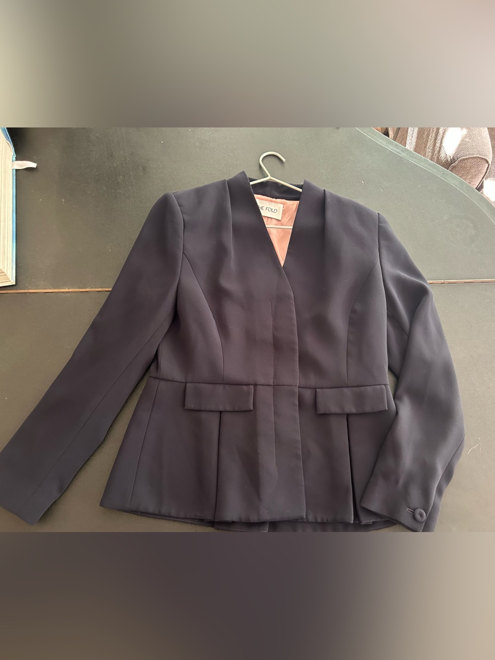 The Fold London Le Marais Peplum Navy Blue Blazer Jacket UK 12 US 8